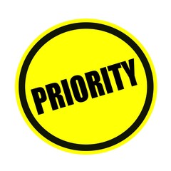 Priority black stamp text on yellow