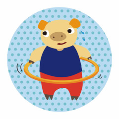 sport animal pig cartoon elements vector
