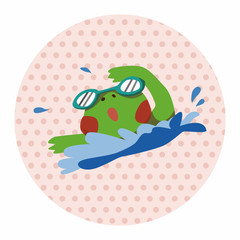 sport animal frog cartoon elements vector