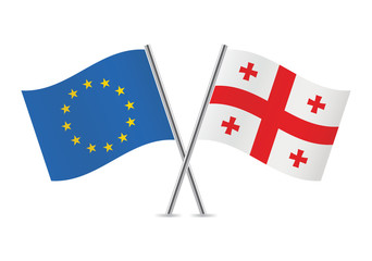 European Union and Georgia flags. Vector illustration.