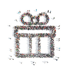 people in the shape of a gift.