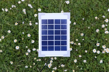 Small solar panel in a garden
