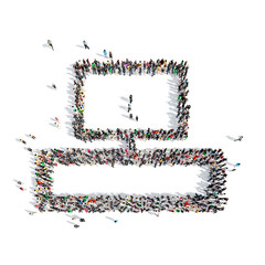 people in the shape of TV with a bedside table.