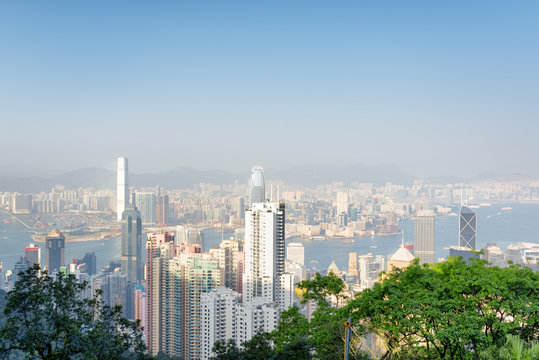 View of Hong Kong city and Victoria harbor