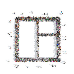 people in the shape of window