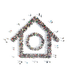  people in the shape of  birdhouse.