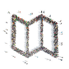 people in the shape of a map.