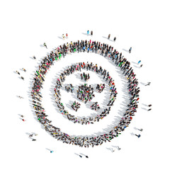 people in the shape of wheels.