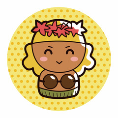 person character Hawaiian theme elements