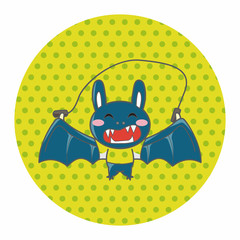 Animal bat doing sports cartoon theme elements