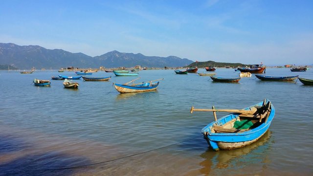 Fishing boats on the sea of Vietnam coast
