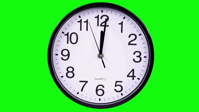 Wall clock on a green background 00:00 TimeLapse