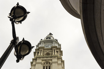Fototapeta na wymiar City Hall ornate tower with the Statue of Penn atop, Philadelphia