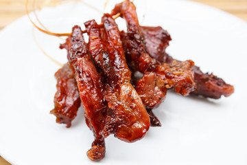 Grilled pork, style thai food.