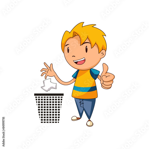 "Kid putting trash in its place" fichier vectoriel libre de droits sur