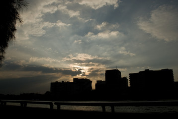 Sunset at Chaopraya river at Bangkok