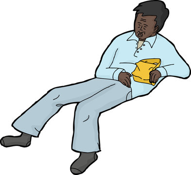recommend clip art: Sleeping Man with Snack Bag