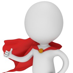 3d man - brave superhero with red cloak
