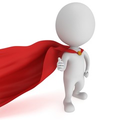 3d man - brave superhero with red cloak