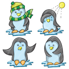 Penguin in Several Poses 