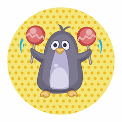 animal penguin playing instrument cartoon theme elements