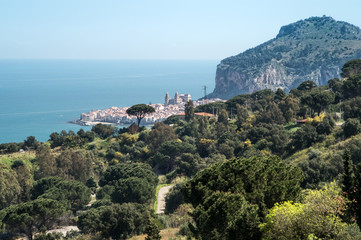Naklejka na ściany i meble panorama of the town Cefalu, Sicily, Italy