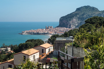 Fototapeta na wymiar panorama of the town Cefalu, Sicily, Italy