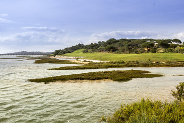 Algarve golf course seascape scenery, at Ria Formosa wetlands