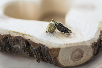 Cardamom seeds - closeup with selective focus