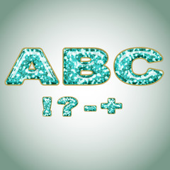 Symbols imitating precious shiny surface