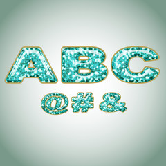 Symbols imitating precious shiny surface