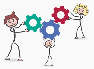 family holding gears