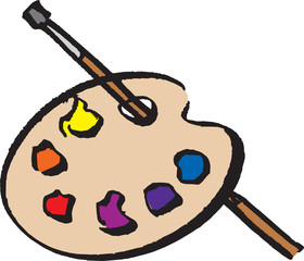 Palette with brush