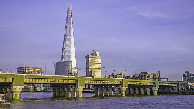Timelapse view of Cannon street station railway bridge over the river Thames in London