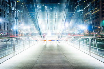Modern staircase to the subway at Dilworth Park at night, in Phi
