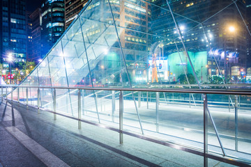 Modern staircase to the subway at Dilworth Park at night, in Phi