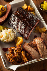 Barbecue Smoked Brisket and Ribs Platter