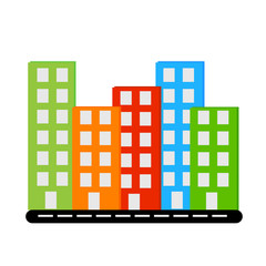 vecor siluet different colors buildings with windows on road