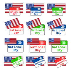 vector set all-purpose usa national day emblem with calendar and