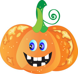 Cute smiling halloween pumpkin for happy treat or trick