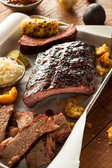 Barbecue Smoked Brisket and Ribs Platter