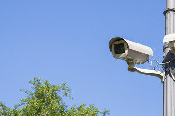 Surveillance camera on the electric pole