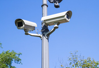 Surveillance camera on the electric pole