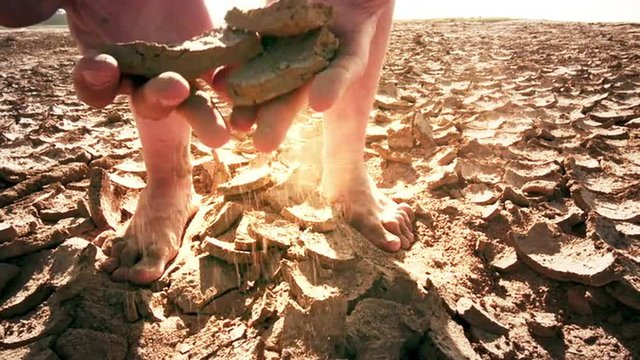 Conceptual scenic video of drought disaster because of global warming