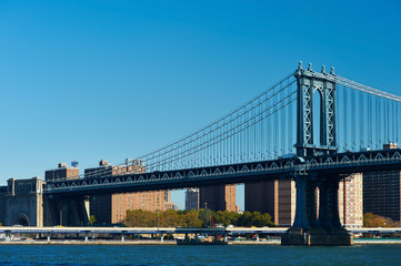 Manhattan Bridge and skyline in New York