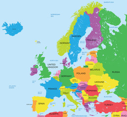 Political map of Europe high detail