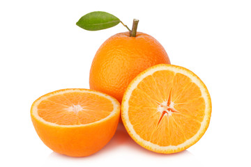 Slice of fresh orange isolated on white background