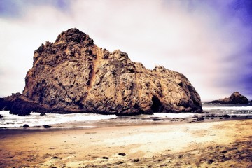 Fototapeta na wymiar huge stone at pfeiffer beach big sur california USA