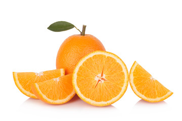 Slice of fresh orange isolated on white background