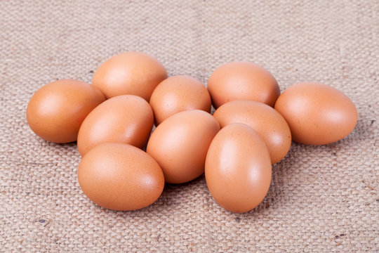 eggs on brown sack